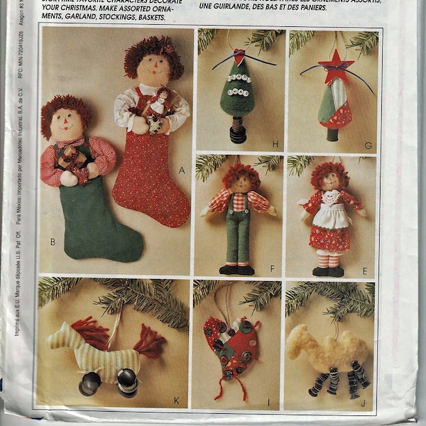 Raggedy Ann and Andy Christmas / Original McCall's Crafts Uncut Sewing Pattern 8997