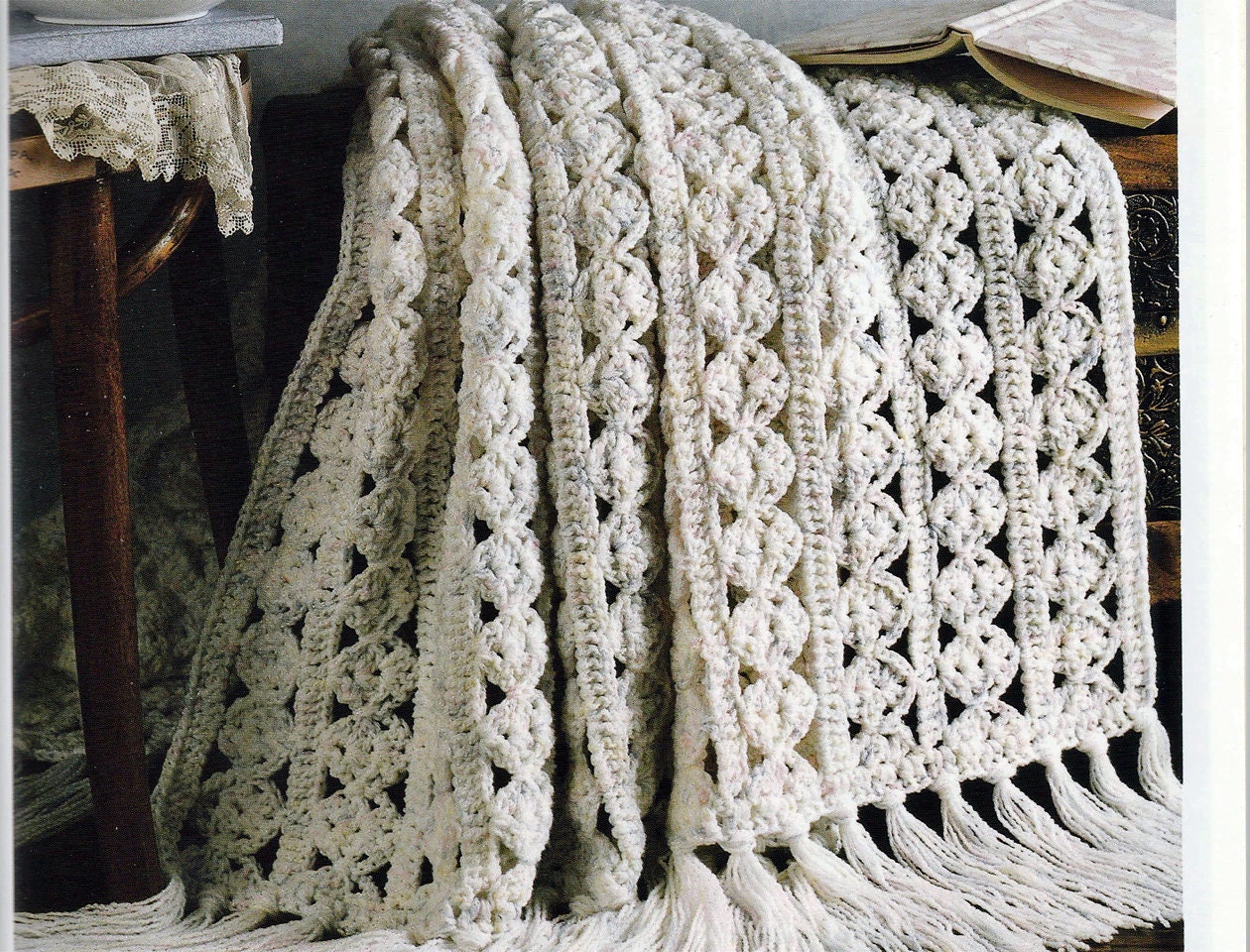 American School Needlework Afghan Elegance 5 Crochet Patterns #1129