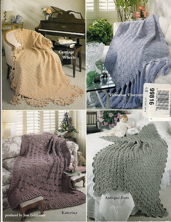 American School Needlework Afghan Elegance 5 Crochet Patterns #1129