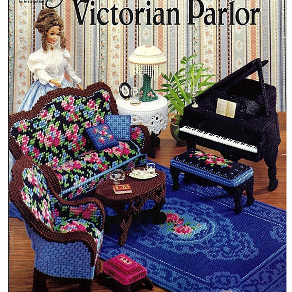 Fashion Doll Victorian Parlor Plastic Canvas Pattern American School of Needlework 3149
