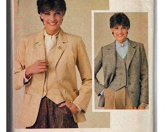 Classic Jacket and Vest misses Size 16 / Original Butterick Uncut Sewing Pattern 3924