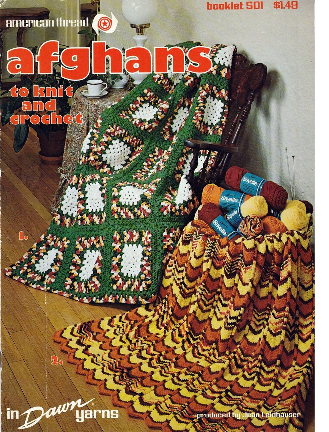 Two 1970s Vintage Crochet Afghan Pattern Books: Americana Afghans