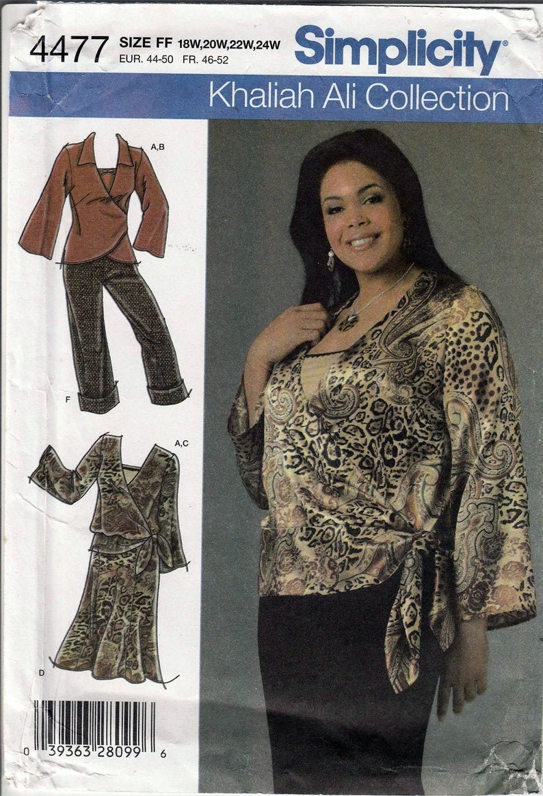 Khaliah Ali Collection Wardrobe Womens Size 18W to 24W Original Simplicity Uncut Sewing Pattern 4477