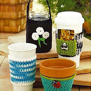 Quick to Stitch cup Cozies in Knit and Crochet  Skunk Creek Farms Crafts 839959