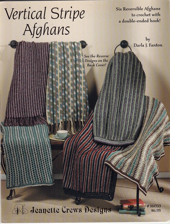 Vertical Stripe Afghans Reversible Crochet Pattern Book Jeanette Crews  Designs 16033