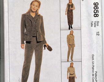 Jacket, Vest, Pants and skirt Misses Size 12 / Original McCall's uncut Sewing Pattern 9658