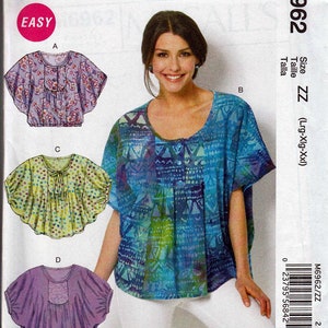 pullover tops Size Lrg, Xlg, Xxl / Original McCalls uncut Sewing Pattern M6962