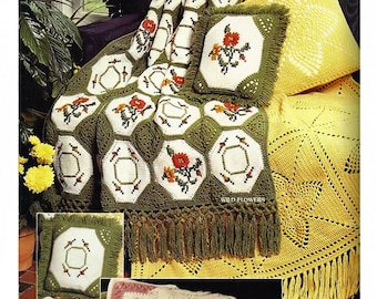 Afghans & Pillows to Knit and Crochet Pattern Book   Leisure Arts Leaflet 149