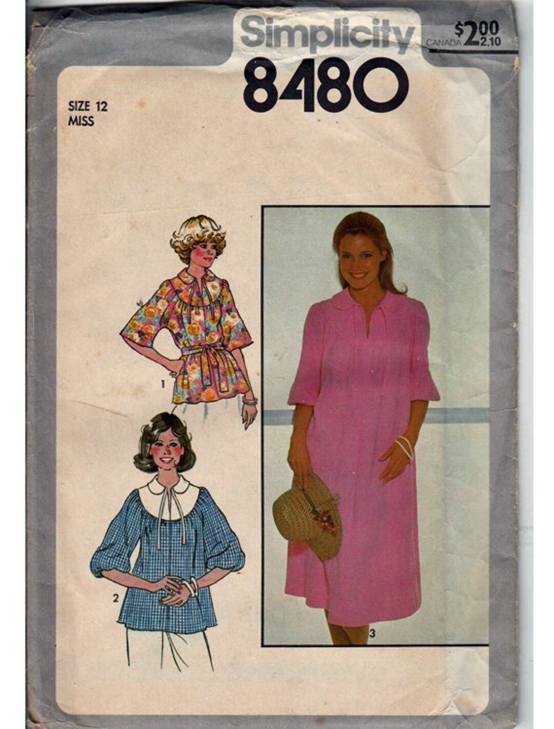 Pullover Dress or Top and Tie Belt Size 12 / Original Simplicity Uncut ...