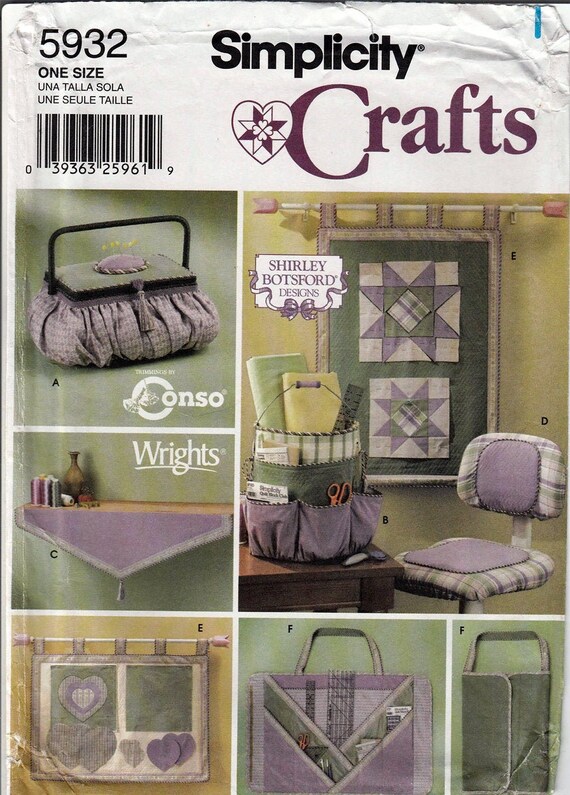 Quilting Accessories / Original Simplicity Crafts Uncut Sewing Pattern 5932