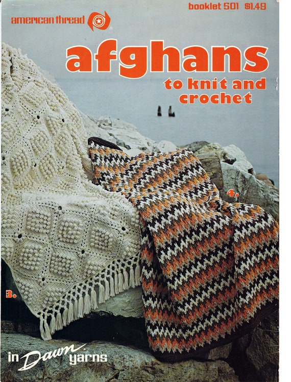 Afghans to Knit & Crochet Pattern Book American Thread Booklet 501