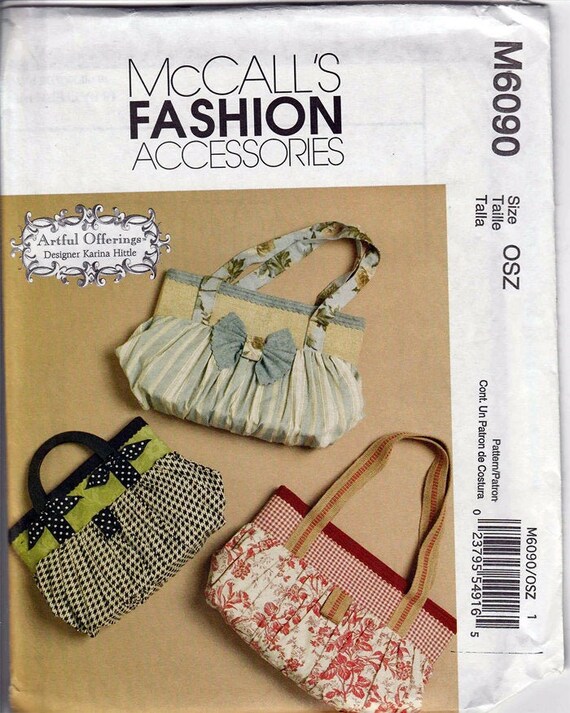 Bags in Three Sizes Original McCall's Fashion Accessories Uncut Sewing  Pattern M6090