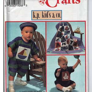 K P Kids & co  romper, hat and quilt / Original Simplicity Crafts Uncut Sewing Pattern 8519