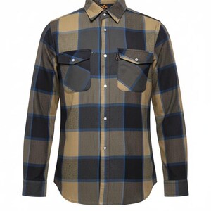 Op de afbeelding: Een geruit overhemd met lange mouwen in zwart, bruin en blauw. Het heeft twee borstzakken en een button-down kraag. De stof lijkt zacht en duurzaam te zijn. Geschikt voor vrijetijdskleding.