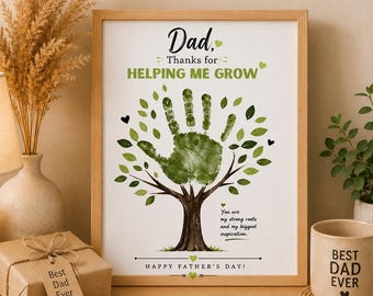 Papa Handabdruck Baum Handwerk bedruckbar | Vatertagsgeschenk von Baby Kleinkind Kinder | DIY-Andenken Poster | Papa Geschenk | Sofort Download