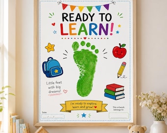 Ready to Learn Footprint Craft | First Day of School Footprint Keepsake | Preschool  Art | Back to School Printable | Daycare Activity
