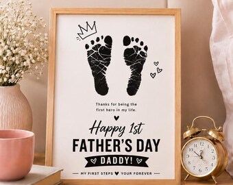 Erster Vatertags-Fußabdruck Handwerk bedruckbar | Papa Andenken Geschenk | Baby Fußabdruck Kunst PDF | DIY Vatertag Handabdruck Poster | Digital