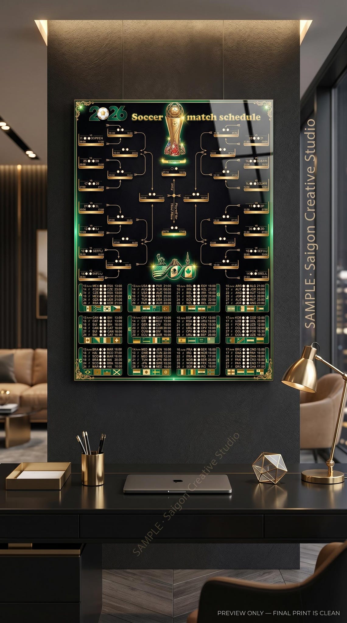 World Cup Bracket Poster Rolled Posters | Soccer Match Schedule ...