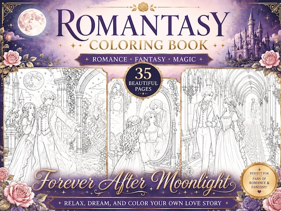 Forever After Moonlight, A Romantic Ghost Coloring Book | Gothic Fantasy Romance, 35 Pages