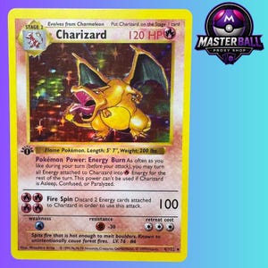 Handmade Proxy Charizard First Edition Shadowless, the Artwork Background, Base Set 4/102, Rainbow Holography
