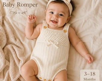 Pelele de punto para bebé, conjunto neutro para bebé, ropa minimalista para bebé de 3 a 18 meses, conjunto para sesión de fotos de bebé, regalo para baby shower, pelele suave para bebé