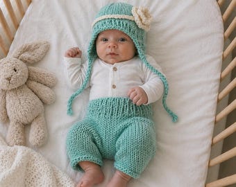 Handmade Newborn Baby Outfit, Crochet Baby Set 0-1 Month, Newborn Photo Outfit, Baby Shower Gift, Knit Baby Clothes, Baby Keepsake Gift