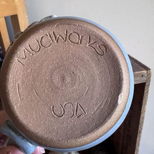 Mud Works Hand Thrown Pottery Angel Star Halo Blue Potbelly Mug image 4