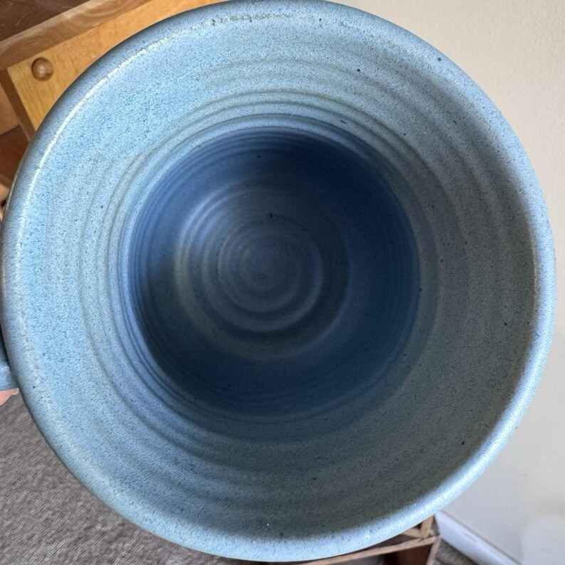 Mud Works Hand Thrown Pottery Angel Star Halo Blue Potbelly Mug image 5