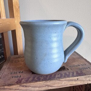 Mud Works Hand Thrown Pottery Angel Star Halo Blue Potbelly Mug image 3