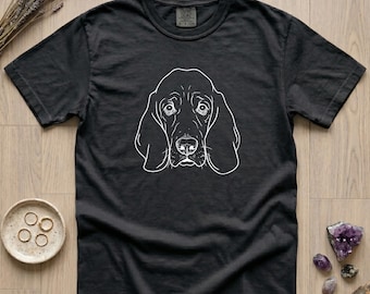 Basset Hound Line Art T-shirt | Dog Face Minimalist Tee