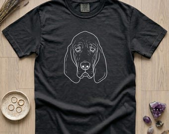Bloodhound Line Art T-shirt | Handmade Dog Lover Tee