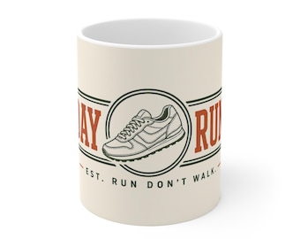 Sunday Run Club Mug | Running Shoe Vintage Logo, Runner Coffee Cup