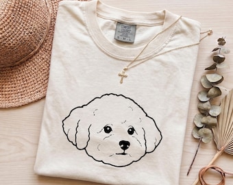 Bichon Dog Face T-Shirt | Minimal Dog Line Art, Pet Lover Tee