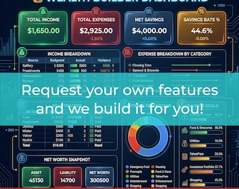Custom | design your own | Monthly Budget Planner Spreadsheet (Google Sheets and Excel Download)