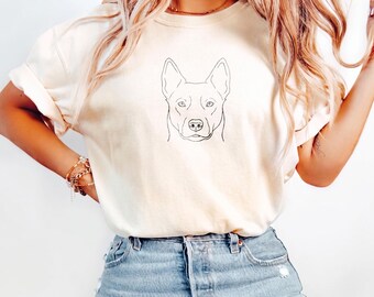 Australian Cattle Dog Line Art T-Shirt | Minimalist Dog Face Tee, Gift for Pet Lovers