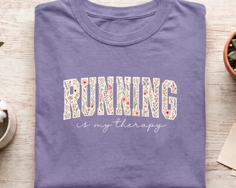 Running is My Therapy T-Shirt | Comfort Colors 1717 | Soft Cotton Tee | Casual Wear | Gift for Runners | Relaxed Fit | Vintage Style