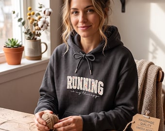 Running is My Therapy Hoodie | Gildan 18500 Unisex Pullover | Cozy Midweight Fleece Sweatshirt for Runners | Unique Gift Idea