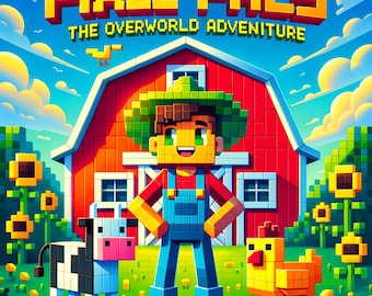 Pixel Pals Overworld Adventure - Printed Coloring Book for Kids - 30 Voxel Pages - Minecraft Style