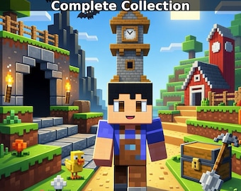 Pixel Pals Complete Bundle - Printed Coloring Books for Kids - 90 Voxel Pages - Minecraft Style