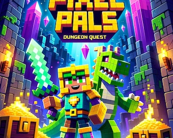 Pixel Pals Dungeon Quest - Printed Coloring Book for Kids - 30 Voxel Pages - Minecraft Style