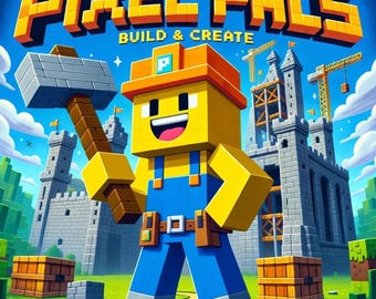Pixel Pals Build & Create - Printed Coloring Book for Kids - 30 Voxel Pages - Minecraft Style