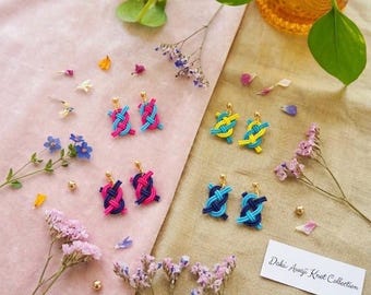 Colorful Hugging Awaji Knot Earrings | Handmade Japanese Mizuhiki Studs | Lucky Love Knot Jewelry | Cute Everyday Gift