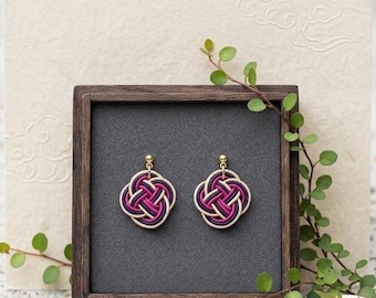 Nanohana – Modern Bloom | Japanese Mizuhiki Earrings | Handmade Pink & Beige Jewelry