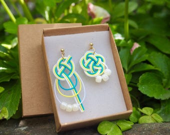 Summer Inspired Mizuhiki Earrings, Lightweight Japanese Jewelry, Elegant Dangle Earrings, Handmade Gift for Her