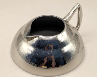 Jarra de crema vintage bañada en plata – Salsera modernista holandesa de mediados de siglo – Jarra de leche de alta calidad fabricada en Holanda por Daalderop.