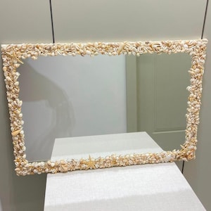 Custom Handmade Seashell Mirror, Large Coastal Wall Decor, Beach House Statement Piece