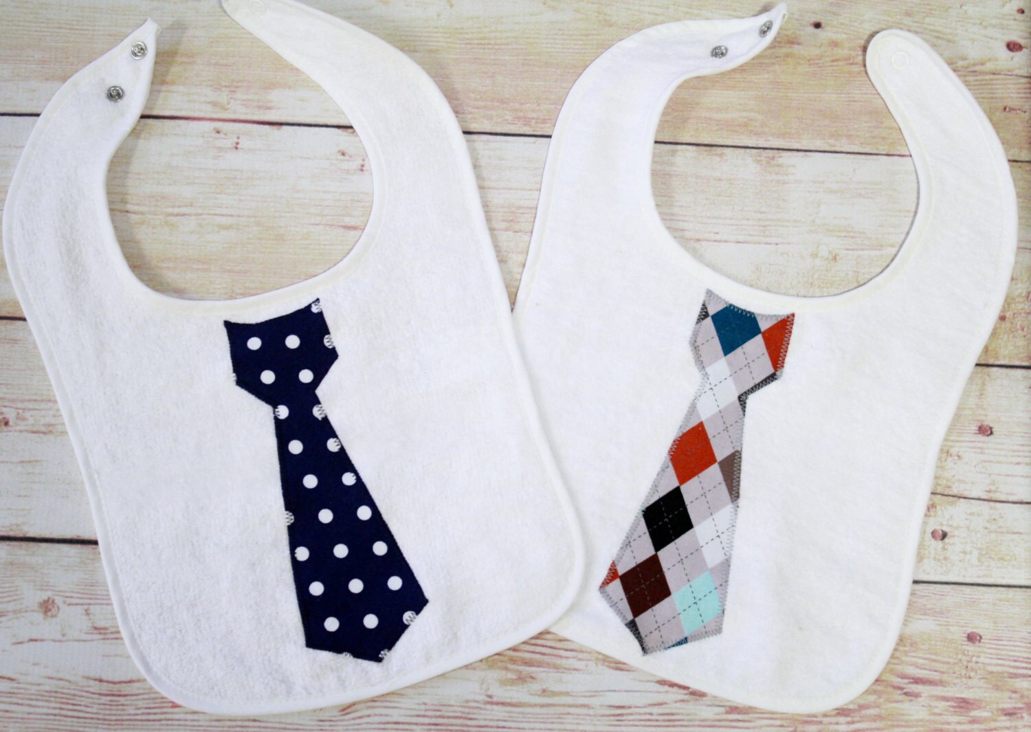 Set of 2 Baby Boy Tie Bibs Argyle and Polka Dots Bib Set Etsy