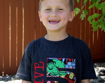 Superhero Birthday Shirt / Captain America / IronMan / Spiderman / Thor / Hulk / 1st 2nd 3rd 4th 5th 6th 7th Birthday / Boy Birthday/Marvel