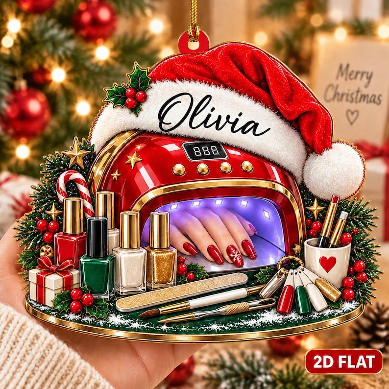 Personalized Nail Tech Christmas Ornament 2026, Custom UV Nail Lamp ...