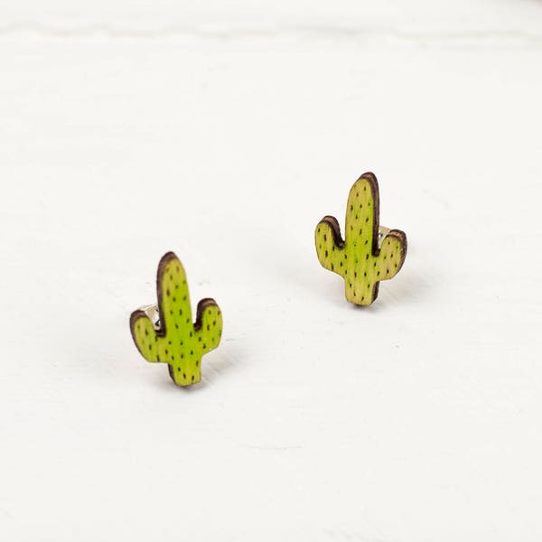 Cactus Earrings, Botanical Laser Cut Jewellery